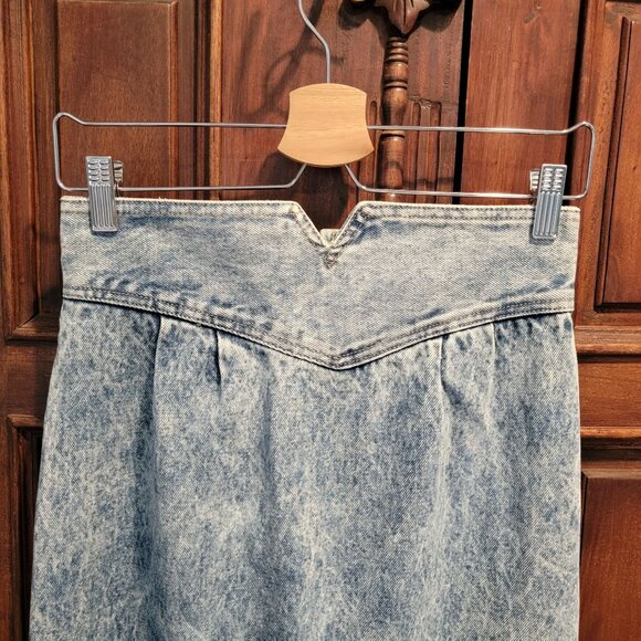 Vintage Zena USA Denim Slit Skirt Womens Blue Denim Maxi 90s Acid Wash Sz M - Picture 4 of 6